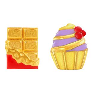 justgold镇金店partyfun巧克力蛋糕黄金足金耳钉耳环1321151Y