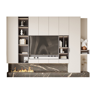 官方 欧派全屋定制电视柜整墙客厅背景墙收纳柜现代轻奢星图系列