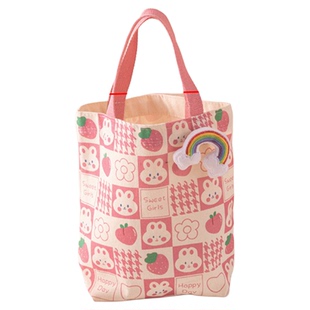 新款伴手礼可爱兔子老虎ins手拎帆布包便当袋上班通勤时尚饭盒袋