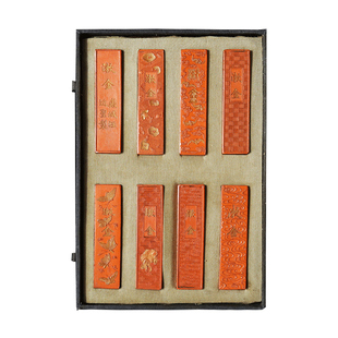 国家非遗 1983年制 清代乾隆老墨版《漱金》收藏老墨块 胡开文朱砂套墨条 中国风礼品徽墨 墨锭摆件文房四宝