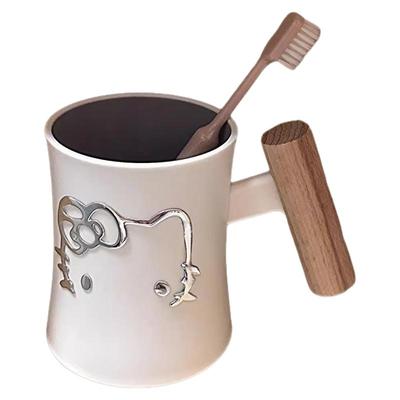 可爱kt猫印贴漱口杯子牙刷杯刷牙杯刷牙漱口杯洗漱杯杯子家用