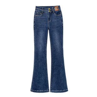 复古蓝弹力修身微喇牛仔裤女2026春秋新款高腰显瘦百搭喇叭马蹄裤