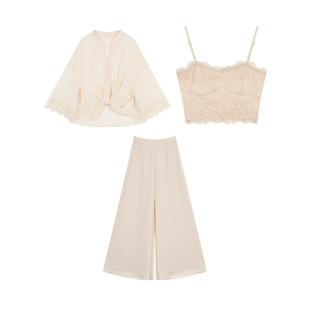 CUICUI崔崔【蝶宿云栖】清冷感禅意轻奢立领雪纺小衫上衣长裤套装