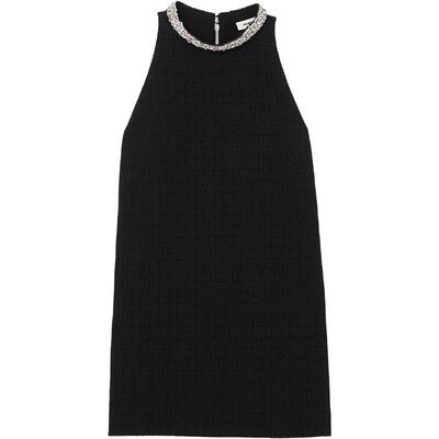 SANDRO法式仿钻领无袖连衣裙