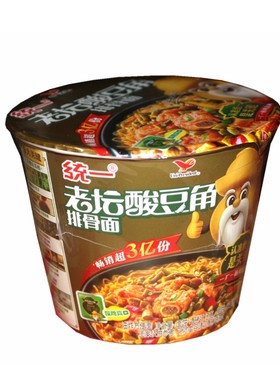 统一酸豆角排骨面桶装泡面