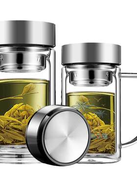 加厚单层双层玻璃杯矮粗泡茶水杯