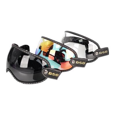 GSD摩托车全盔护目镜复古机车头盔风镜3/4半盔镜片绑带式泡泡镜