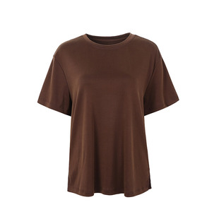 annerun砂洗罗纹瑜伽服女2026新款夏天短袖普拉提训练服运动上衣