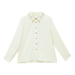 it'real瑞尔秋季新款法式复古风松长袖蕾丝花边衬衫上衣女