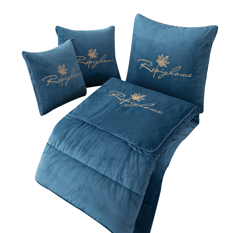 A类婴儿绒两用抱枕被加厚加重可折叠车上靠垫办公室沙发午睡毛毯