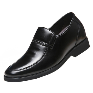 春秋季新款男士男鞋真皮牛皮隐形内增高皮鞋男6cm商务正装结婚鞋