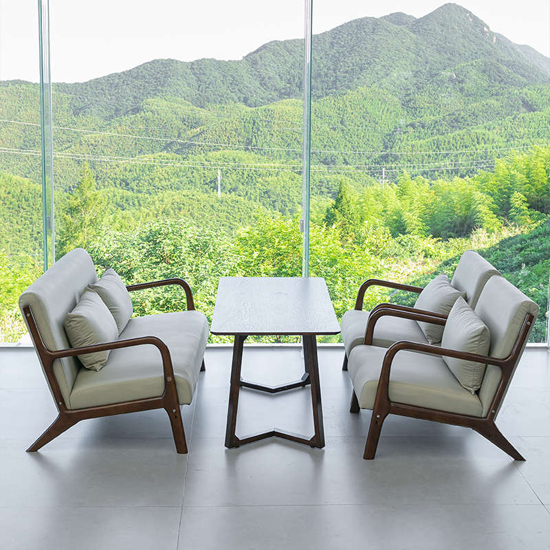 连锁奶茶店桌椅组合咖啡店馆休闲区实木沙发咖啡厅椅子阅读区卡座