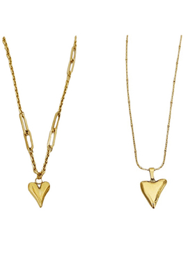 欧美金色爱心复古叠戴吊坠锁骨链