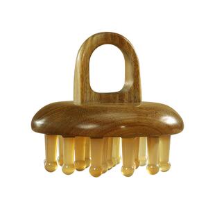 牛角按摩梳头部经络梳洗头护发通用疏通神器天然正品檀木指环梳子