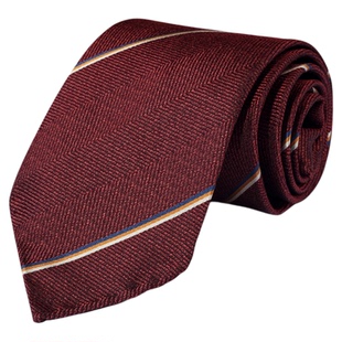 【卓雅系列】英伦风红色斜纹手工三折领带高端真丝手打领带男士
