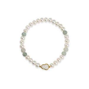 京润珍珠碧安S925淡水珍珠手链5.0-6.0mm近圆形白色珠宝新年礼物D