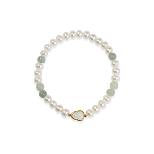 京润珍珠碧安S925淡水珍珠手链5.0-6.0mm近圆形白色珠宝新年礼物D