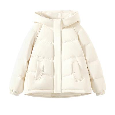 班尼路黑色连帽羽绒服女2025冬季新款加绒加厚保暖通勤百搭棉服Q