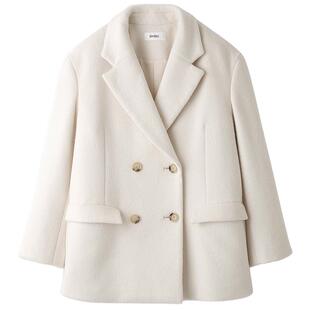 SNIDEL秋冬款气质翻领双排扣羊毛呢西装大衣外套SWFJ245003