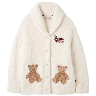 gelato pique25秋冬新品女睡衣半边绒小熊翻领开衫圣诞PWNT255071