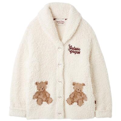 gelato pique25秋冬新品女睡衣半边绒小熊翻领开衫圣诞PWNT255071