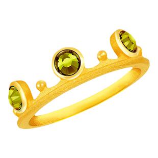 justgold镇金店冠冕绿黄金足金戒指1726811Y