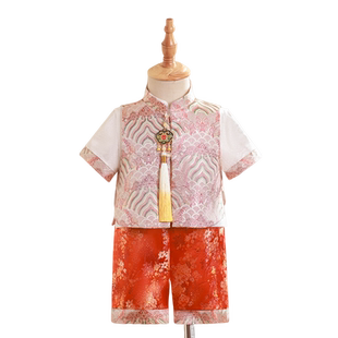 男宝一周岁宴礼服中式婴儿百天冠衣宝宝抓周衣服国潮男童唐装春季