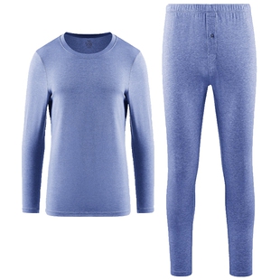 曼妮芬MW1男士圆领棉质暖衣暖裤抗菌内搭打底套装