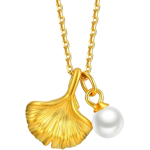 金至尊三生有杏小克重黄金吊坠女足金银杏挂坠新年礼物送女友老婆