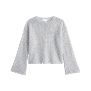 Lorene2026新款春装毛衣女落肩宽松山羊绒针织衫法式慵懒镂空罩衫