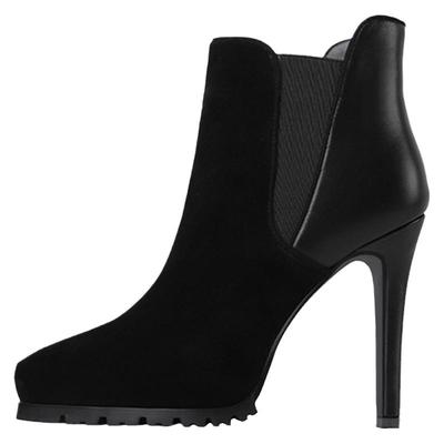 Mi.sili拼接欧美细跟短靴