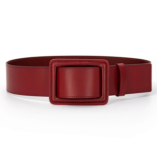 新款红色宽腰带女配裙子大衣腰封真皮皮带毛衣配饰时尚高级感牛皮