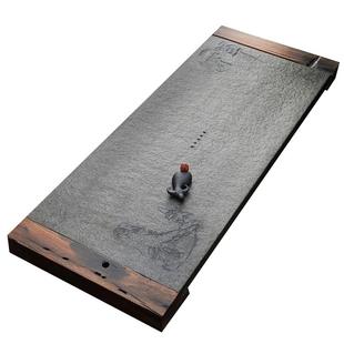 天然石茶盘整块乌金石古船木茶台家用新中式复古功夫茶具茶托茶海