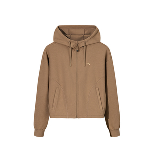 安踏遛弯外套阔腿裤松弛感开衫女冬季宽松休闲直筒运动裤运动上衣