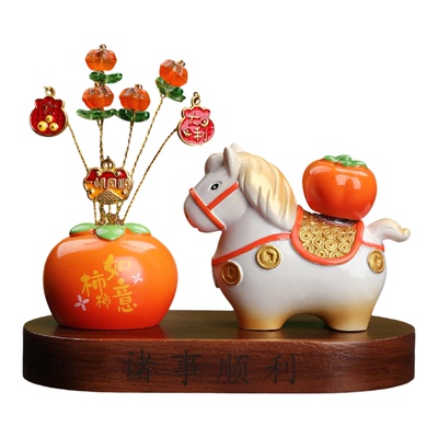 唐三彩小马会旋转有趣车载饰品