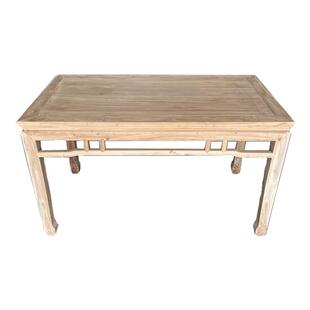 全实木长方形餐桌家用原木中式饭店老榆木家具白坯小户型吃饭桌子