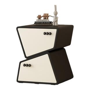 简约现代迷你创意实木床头柜奶油风轻奢高级感卧室极储物床边柜//