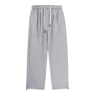 @港仔文艺男 灰色卫裤男秋冬运动裤宽松长裤男生直筒休闲裤子男款