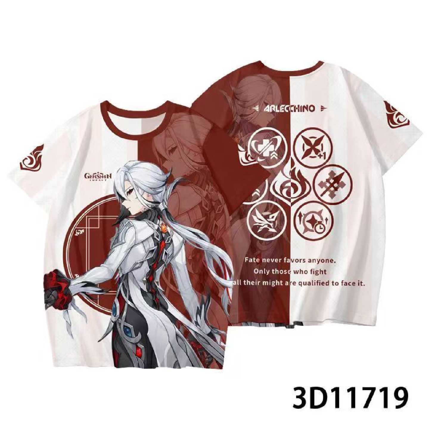 原神周边夏季仆人印花短袖痛衣潮流青少年衣服T恤上衣