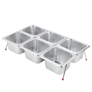 不锈钢份数盆支架奶茶店小料盒商用自助分格果酱盒调料味架子套装