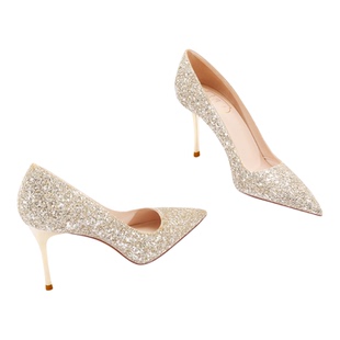 法式香槟金色婚鞋女2025春季新款秀禾主婚纱两穿新娘高跟鞋不累脚