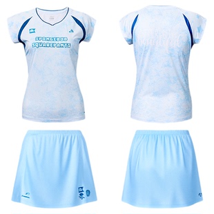 kawasaki川崎羽毛球服女海绵宝宝系列夏日活力撞色小飞袖运动套装