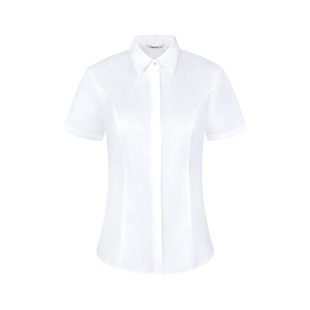 【免烫】乔治白夏季女士白衬衫短袖OL商务正装工作服上衣防走光扣