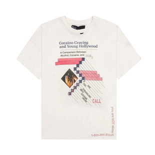 Paly Hollywood水洗做旧破坏涂鸦粉色印花短袖美式休闲宽松T恤Tee