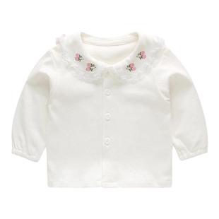 婴儿打底衫女宝宝白色衬衫春装衬衣幼儿纯棉长袖上衣女童春秋衣服