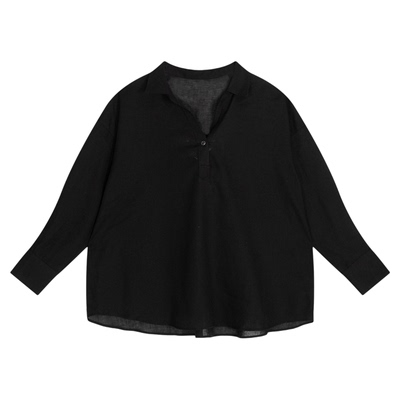 GLOBAL WORK 衬衫女2026夏季新款条纹半开领含亚麻上衣611203