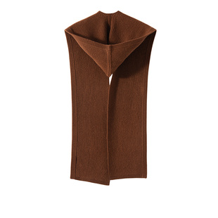 纯山羊绒帽子围脖一体围巾连帽加厚护颈假针织搭肩针连帽帽子