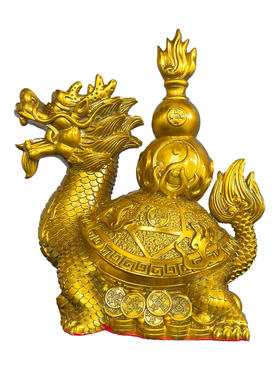 黄铜招财祥云龙龟葫芦摆件