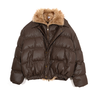 Holocene美式潮牌毛领毛绒座山雕棉服复古短款加厚保暖防风棉衣男