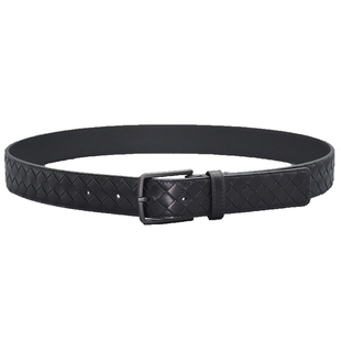 小牛皮编织皮带男真皮时尚百搭针扣男士裤带商务头层牛皮腰带bv90